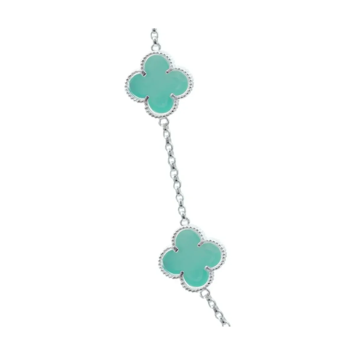 Cadena Plata 925 Tréboles Esmaltados Menta 65cm - Imagen 3