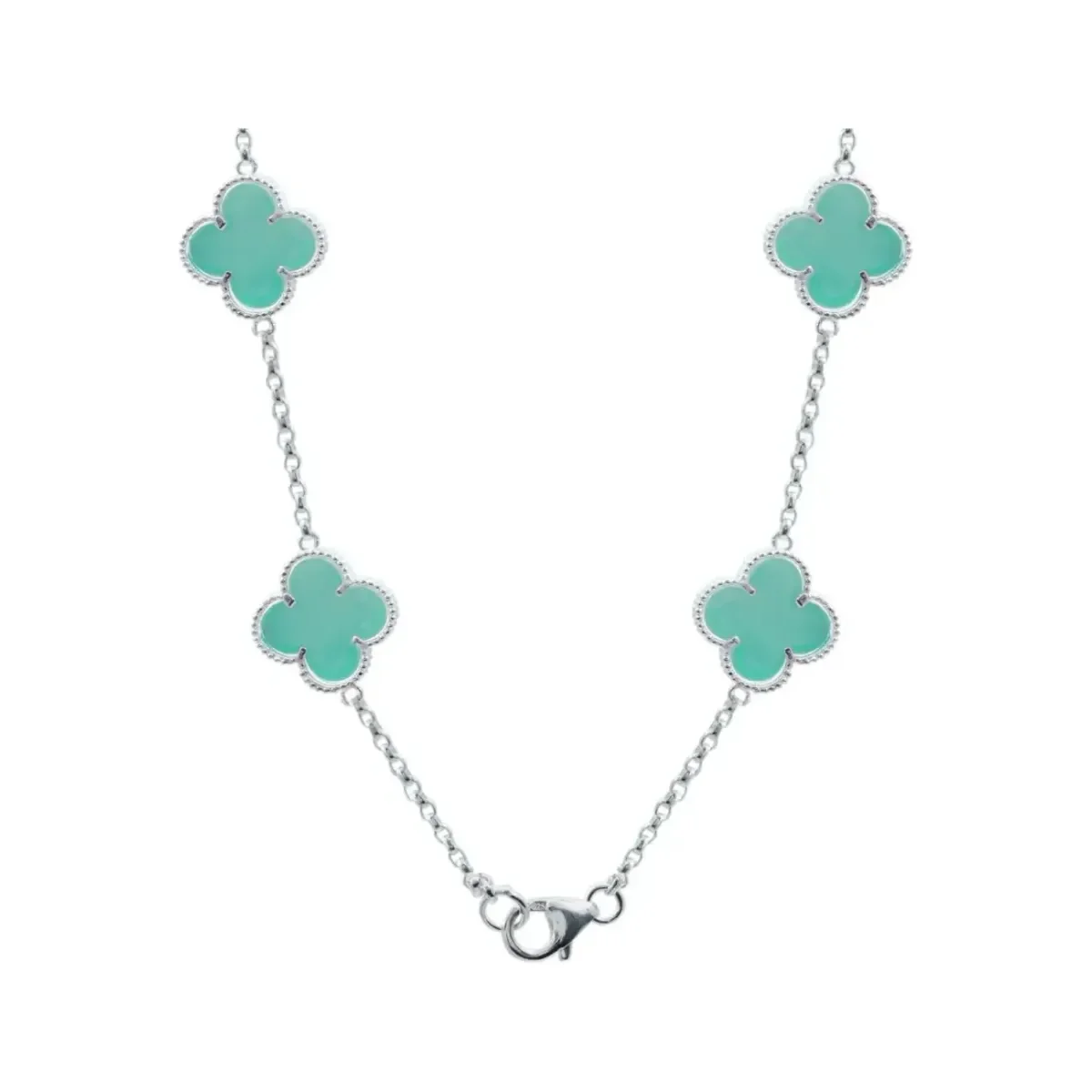 Cadena Plata 925 Tréboles Esmaltados Menta 65cm - Imagen 4