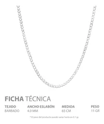 Cadena Plata Ley .925 Cubana Barbada Hombre 65 cm - Imagen 5