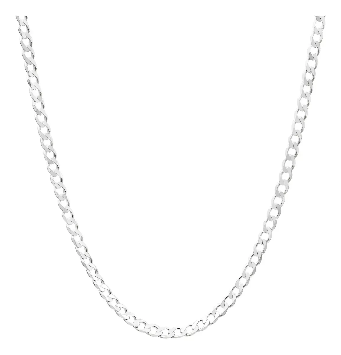Cadena cubana plata hombre Ley 925 barbada 50cm, brillante collar de plata para hombre. Joyería masculina plata auténtica.