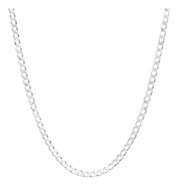Cadena Plata Ley 925 Cubana Barbada para Hombre 50 cm - Imagen 1