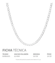 Cadena Plata Ley 925 Cubana Barbada para Hombre 50 cm - Imagen 5
