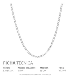 Cadena Plata Ley .925 Cubana Diamantada 55cm Unisex - Imagen 5