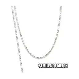 Cadena Plata Ley 925 Diseño Semilla de Melón 50cm Unisex - Imagen 2