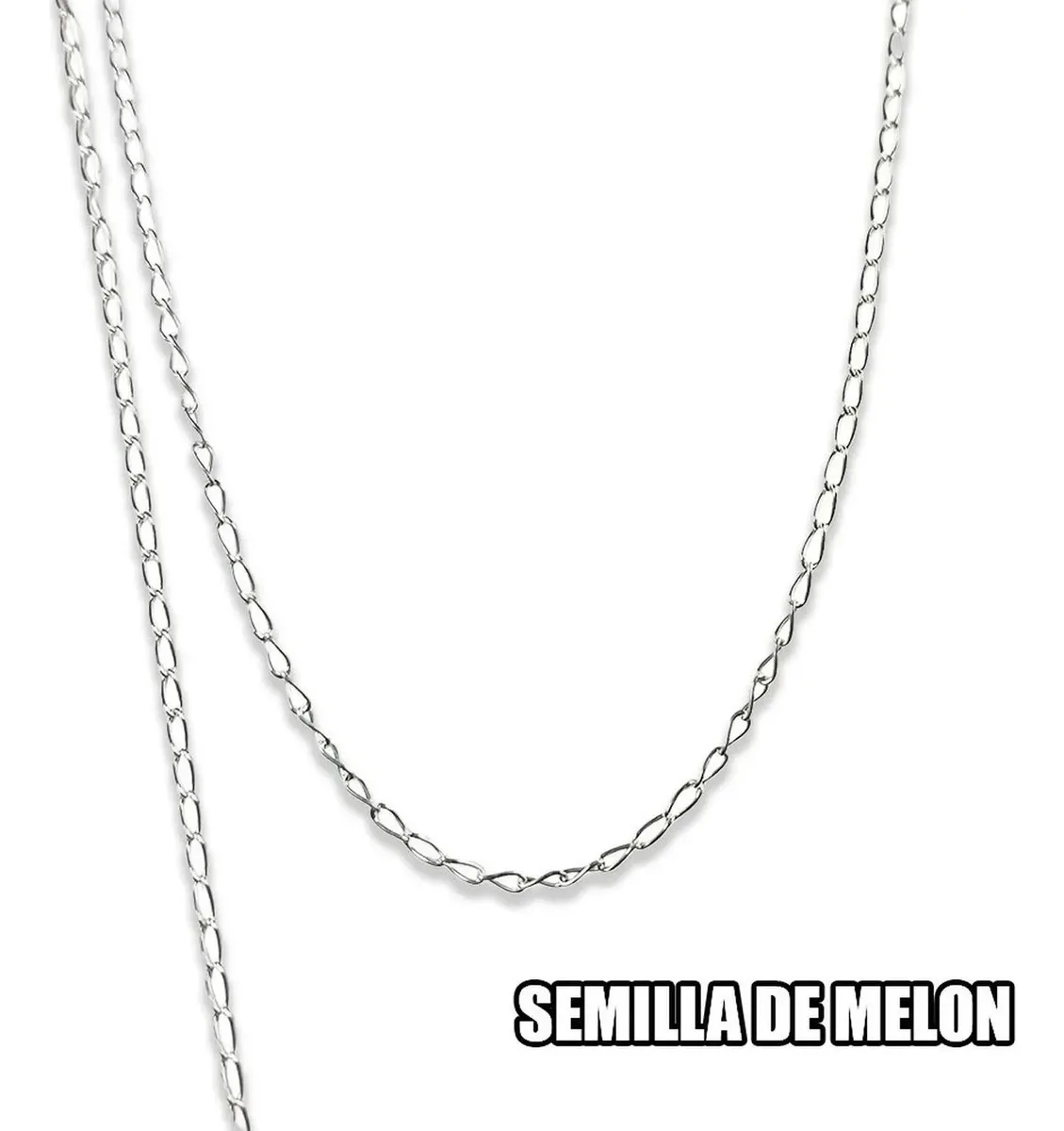 Cadena Plata Ley 925 Diseño Semilla de Melón 50cm Unisex - Imagen 1