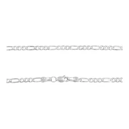 Cadena Plata Ley .925 Figaro 3x1 Diamantada 45cm Unisex - Imagen 4