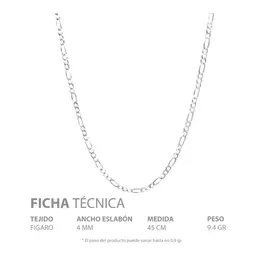 Cadena Plata Ley .925 Figaro 3x1 Diamantada 45cm Unisex - Imagen 5