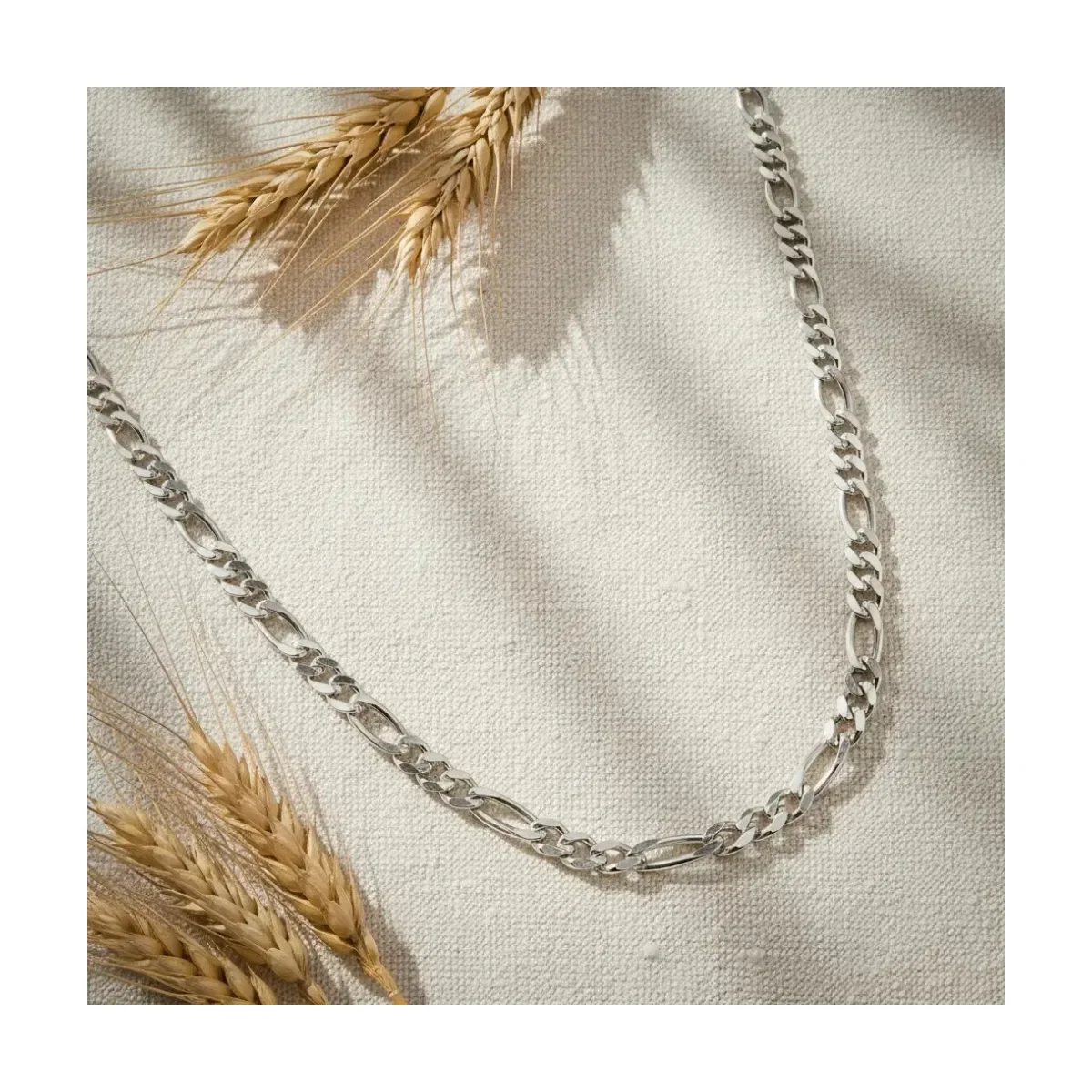 Cadena Plata Ley .925 Figaro 3x1 Diamantada 45cm Unisex - Imagen 6