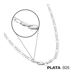 Cadena Plata Ley 925 Figaro 3x1 Diamantada 50cm Unisex - Imagen 6
