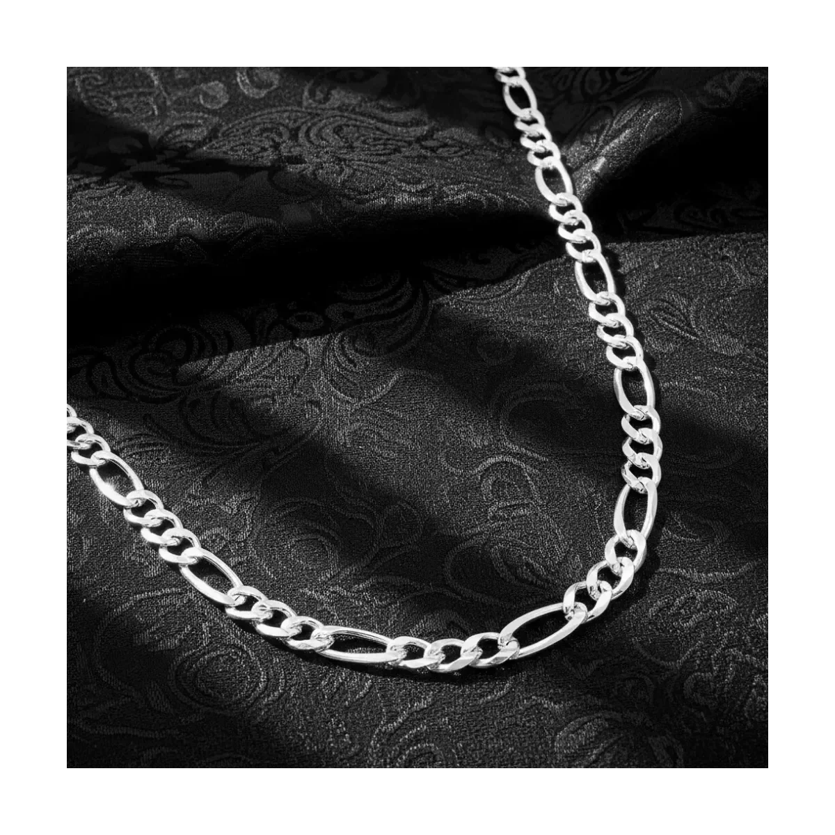 Cadena Plata Ley .925 Figaro 3x1 Diamantada 60cm para Hombre - Imagen 5