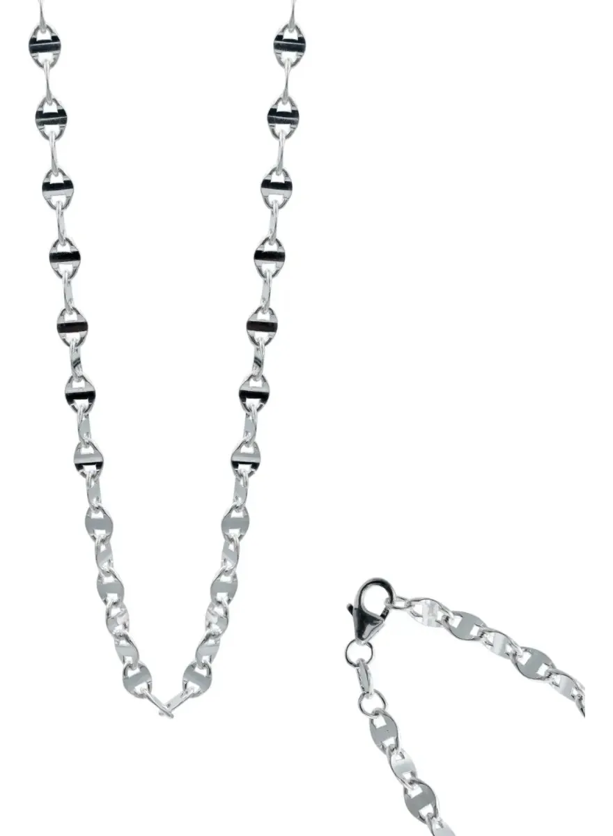 Cadena de plata ley .925 marinera italiana 50cm. Collar de plata chunky para hombre y mujer, eslabón marinero plata.