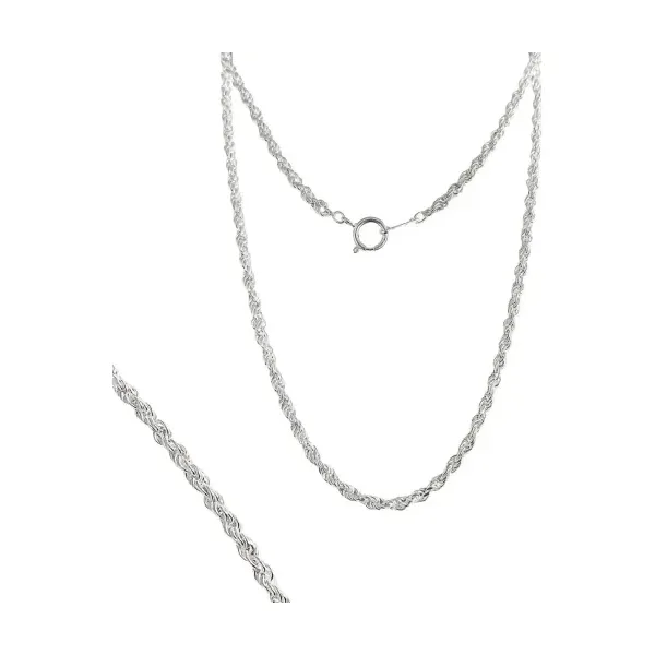 Cadena Torzal Plata 925 55cm para Collar Unisex Estilo Italiano - Imagen 1