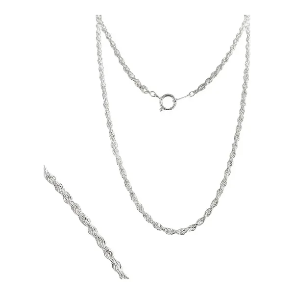 Cadena Torzal Plata 925 55cm para Collar Unisex Estilo Italiano - Imagen 1