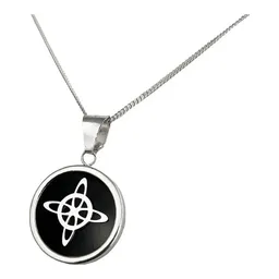 Collar Cadena Barbada Nudo Bruja Zirconia Negra Plata .925 - Imagen 1
