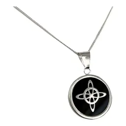 Collar Cadena Barbada Nudo Bruja Zirconia Negra Plata .925 - Imagen 5
