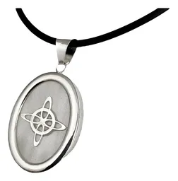 Collar Óvalo Nudo Bruja Encapsulada Plata .925 con Zirconia - Imagen 1