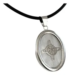 Collar Óvalo Nudo Bruja Encapsulada Plata .925 con Zirconia - Imagen 5