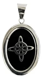 Collar Nudo Bruja Zirconia Negra Cadena Barbada Plata .925 - Imagen 2
