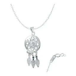 Collar Cadena de Plata Ley 925 Atrapasueños con Detalles Florales y Zirconia - Imagen 1