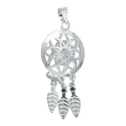 Collar Cadena de Plata Ley 925 Atrapasueños con Detalles Florales y Zirconia - Imagen 2