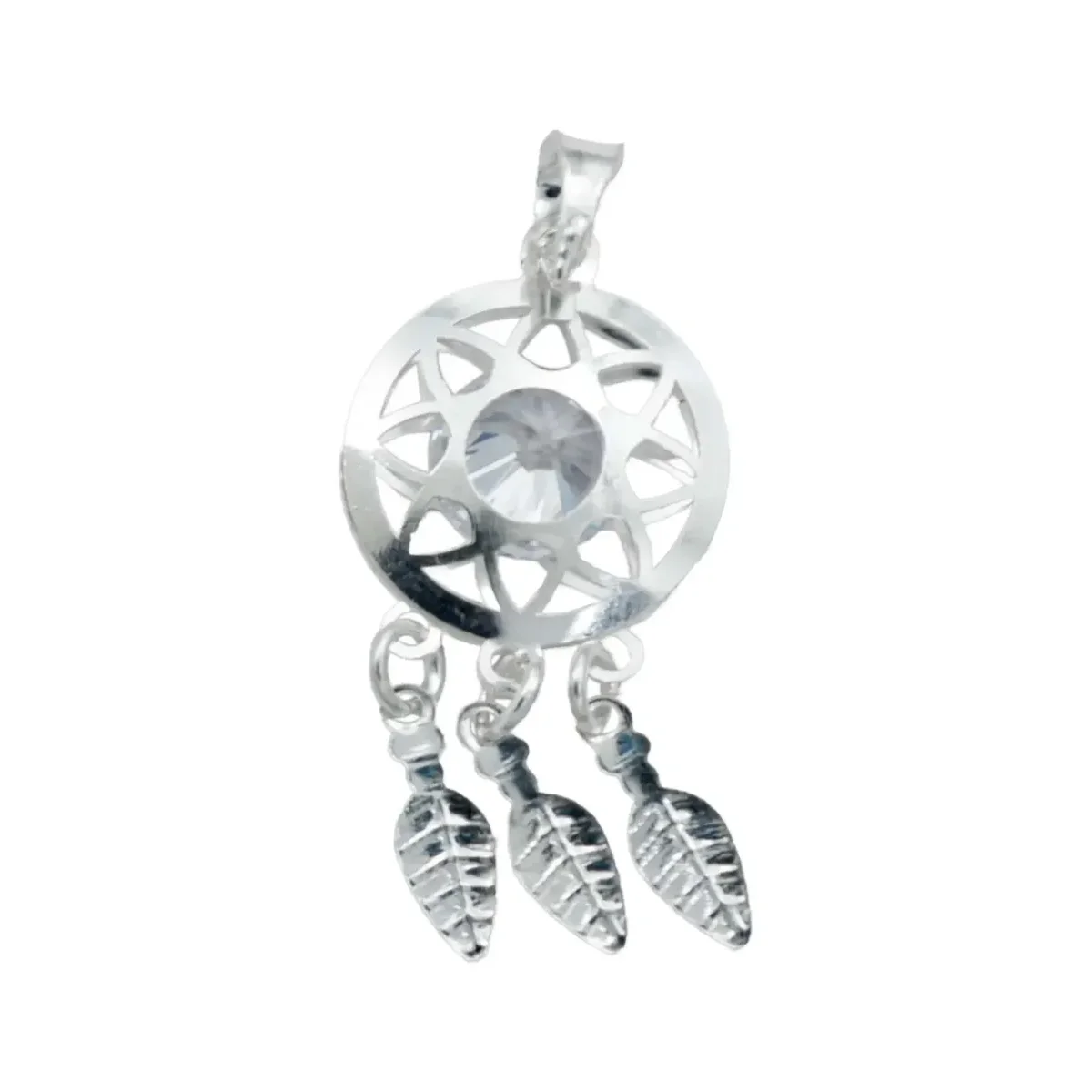 Collar Cadena de Plata Ley 925 Atrapasueños con Detalles Florales y Zirconia - Imagen 4