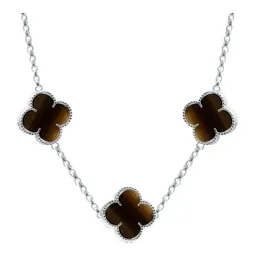 Collar Cadena Plata 925 con Dijes Trébol Esmaltado Café 65cm - Imagen 2