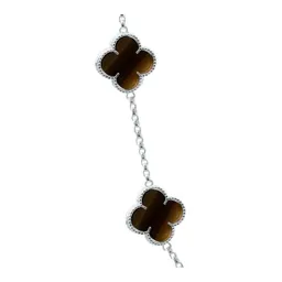 Collar Cadena Plata 925 con Dijes Trébol Esmaltado Café 65cm - Imagen 3