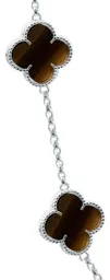 Collar Cadena Plata 925 con Dijes Trébol Esmaltado Café 65cm - Imagen 3