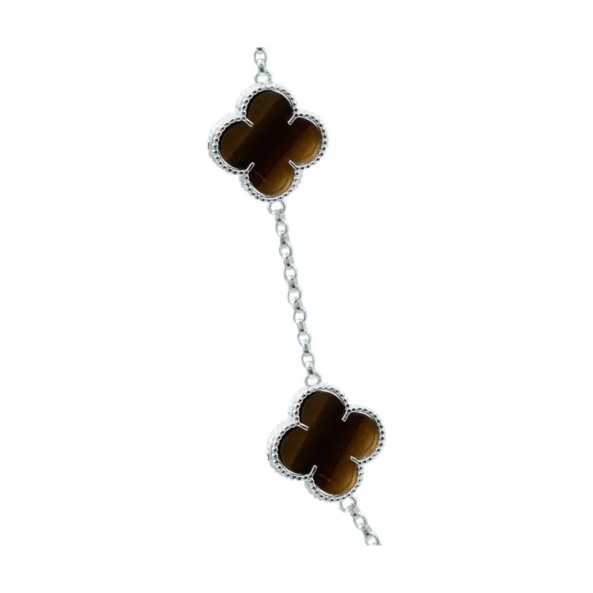 Collar Cadena Plata 925 con Dijes Trébol Esmaltado Café 65cm - Imagen 3