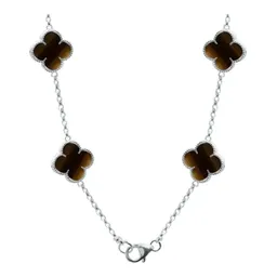 Collar Cadena Plata 925 con Dijes Trébol Esmaltado Café 65cm - Imagen 4