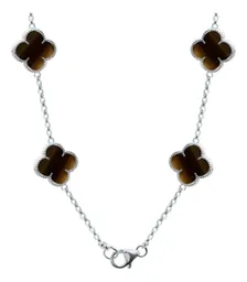 Collar Cadena Plata 925 con Dijes Trébol Esmaltado Café 65cm - Imagen 4