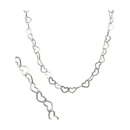 Collar Cadena Plata 925 Diseño Tejido Corazón 55cm - Imagen 1