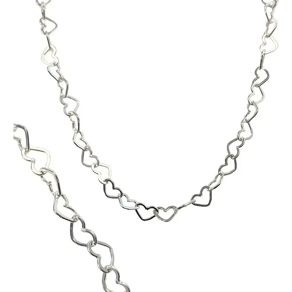 Collar Cadena Plata 925 Diseño Tejido Corazón 55cm - Imagen 1