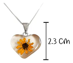 Collar Corazón Girasol Plata .925 con Zirconia 50cm - Imagen 2