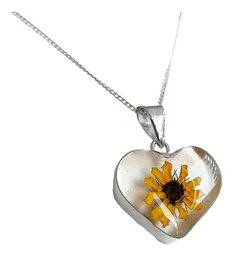 Collar Corazón Girasol Plata .925 con Zirconia 50cm - Imagen 3