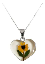 Collar Girasol Corazón Encapsulado Plata .925 50cm - Imagen 1