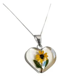 Collar Girasol Corazón Encapsulado Plata .925 50cm - Imagen 3