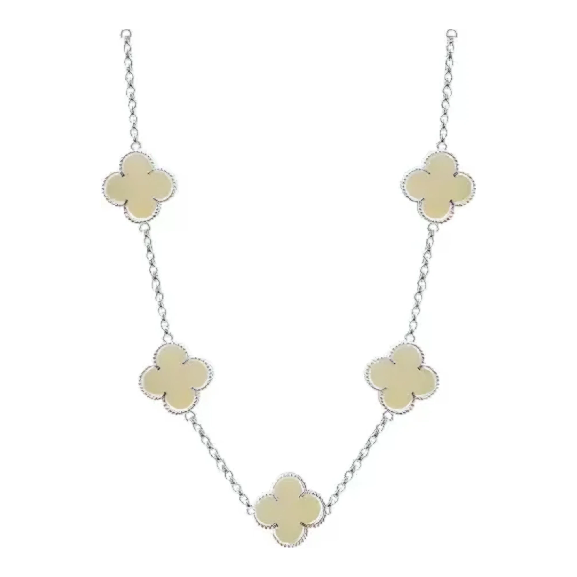 Collar trébol plata 925 esmaltado corrido para mujer con cadena tejido rolo de 65 cm y broche perico de joyería mexicana