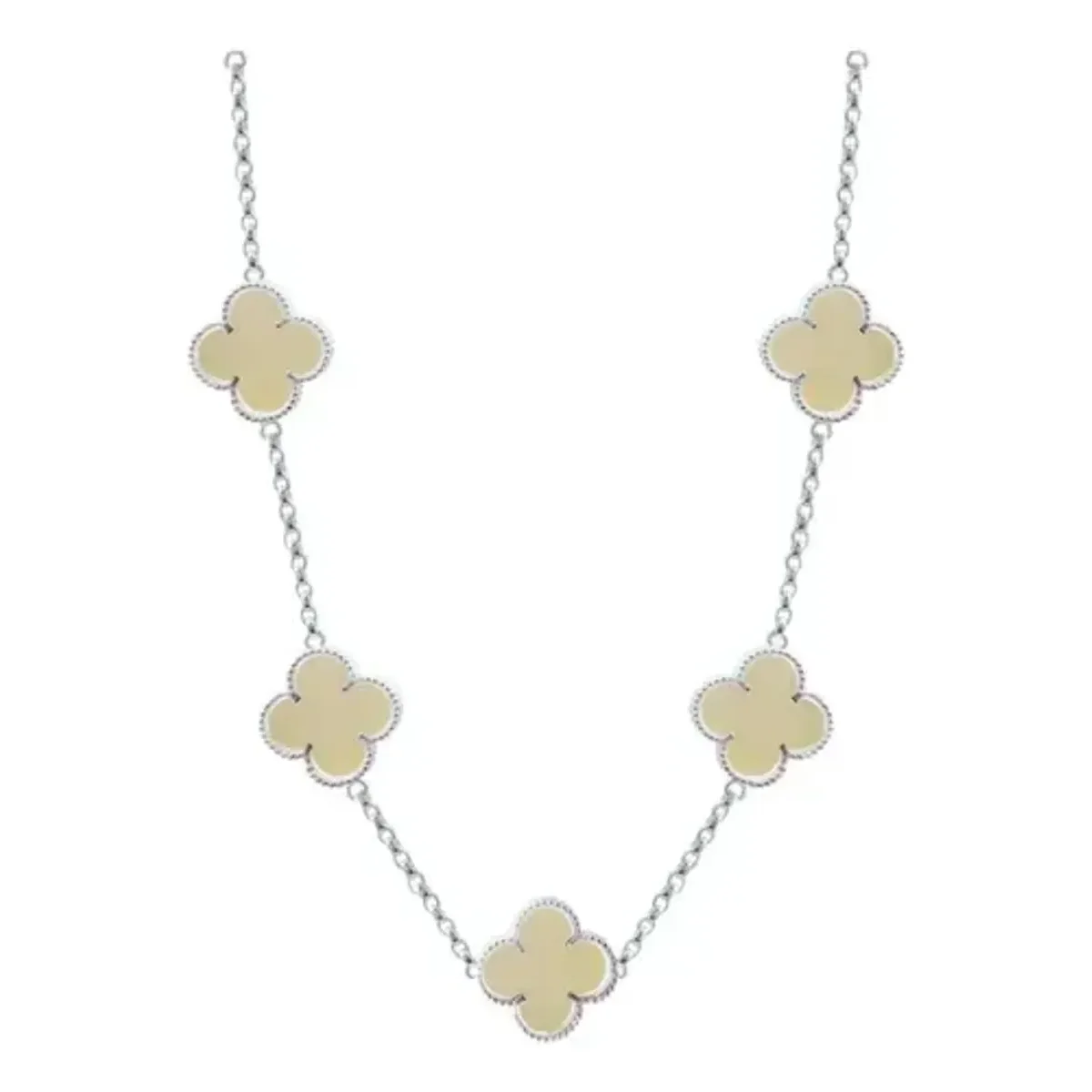 Collar de plata .925 para mujer, cadena tejido rolo con trébol de cuatro hojas esmaltado corrido, joyería de plata con dijes.