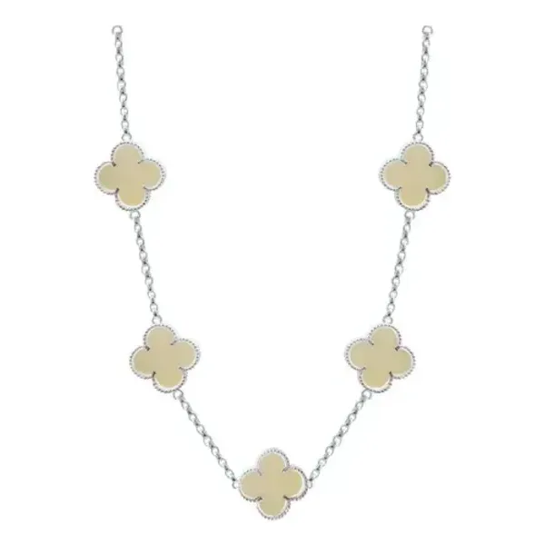 Collar Cadena Plata 925 Trébol Esmaltado Corrido - Imagen 1