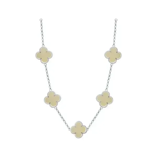 Collar Cadena Plata 925 Trébol Esmaltado Corrido - Imagen 1