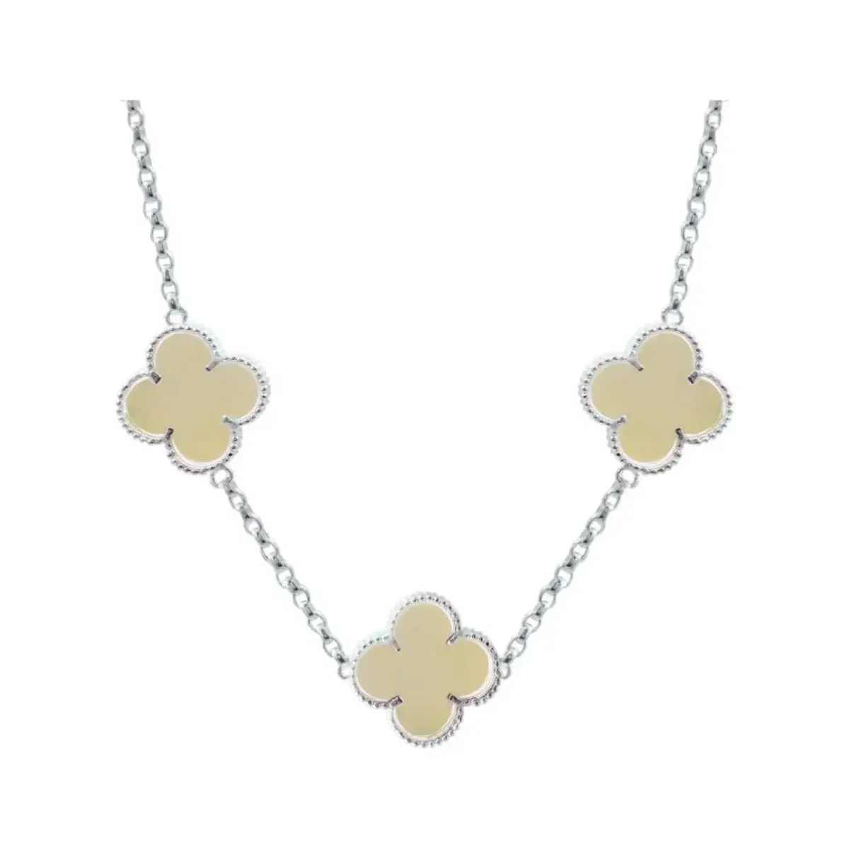 Collar Cadena Plata 925 Trébol Esmaltado Corrido - Imagen 2