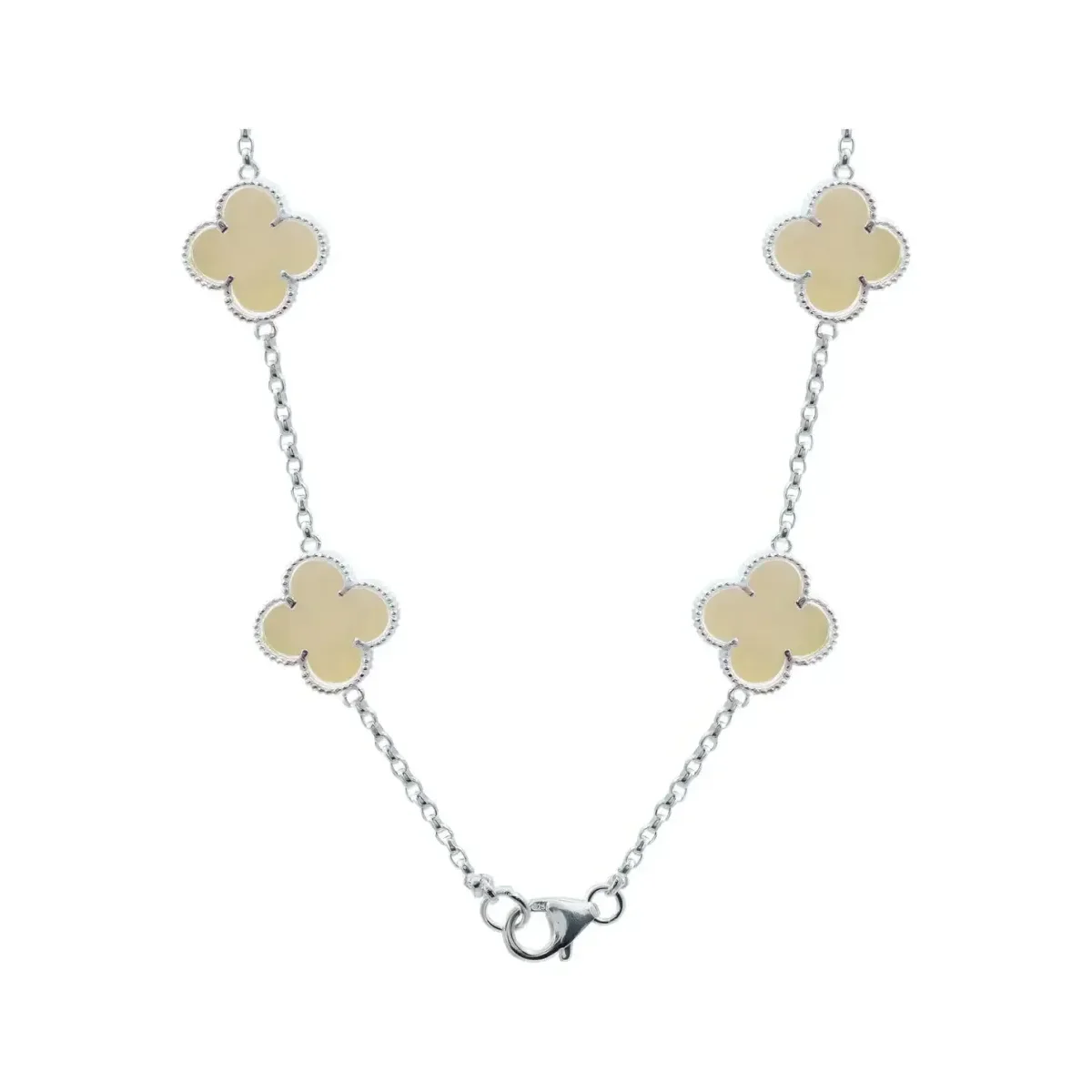 Collar Cadena Plata 925 Trébol Esmaltado Corrido - Imagen 4