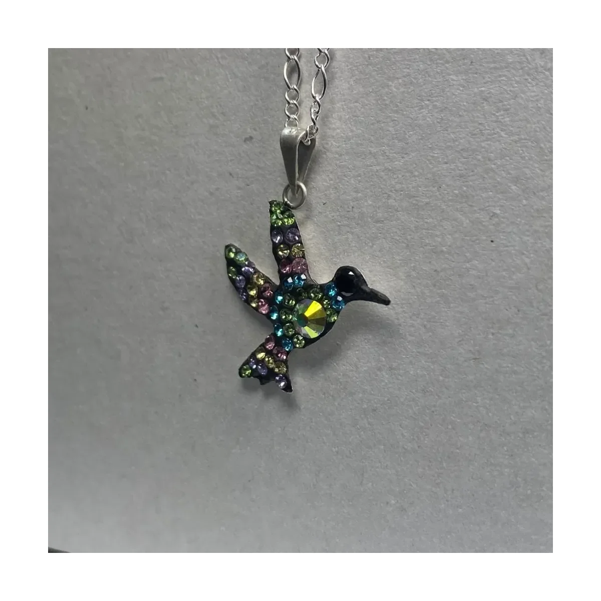 Collar de Plata .925 con Dije Colibrí Zirconia 50 cm - Imagen 2