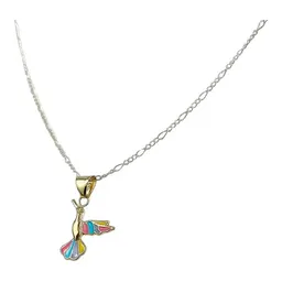 Collar Colibrí Esmaltado Oro 10k Hueco con Cadena 50cm - Imagen 2
