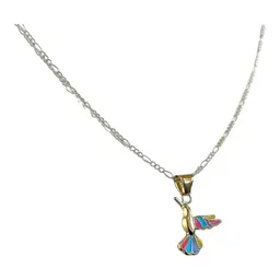 Collar Colibrí Esmaltado Oro 10k Hueco con Cadena 50cm - Imagen 3