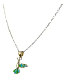 Collar Colibrí Esmaltado Verde Oro 10k con Cadena de 50cm - Imagen 3