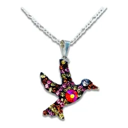 Collar Colibrí Zirconias Multicolor Plata .925 50cm - Imagen 1