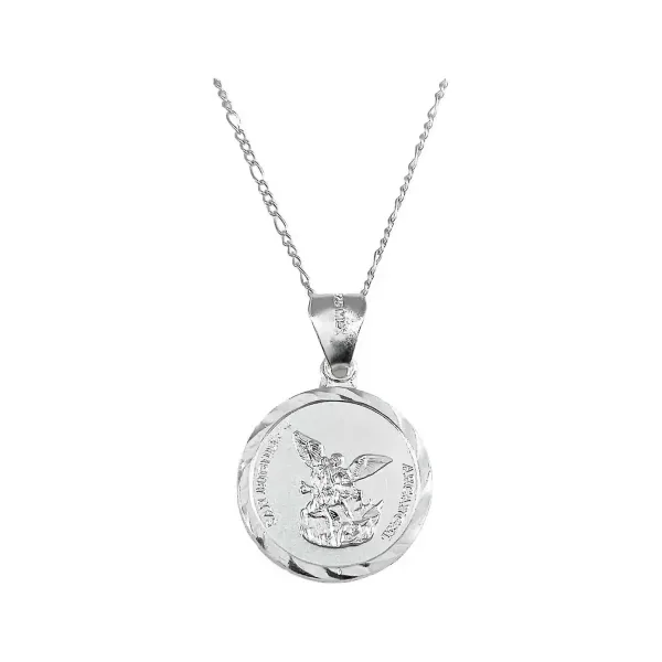 Collar con Dije San Miguel Arcángel Plata 925 Diamantado - Imagen 1