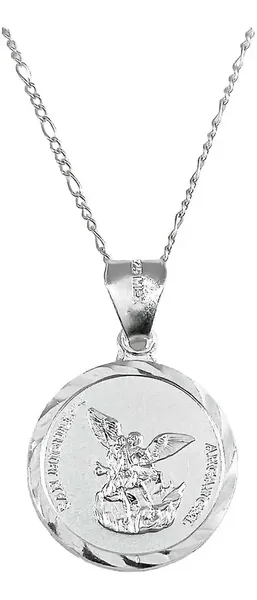 Collar con Dije San Miguel Arcángel Plata 925 Diamantado - Imagen 1